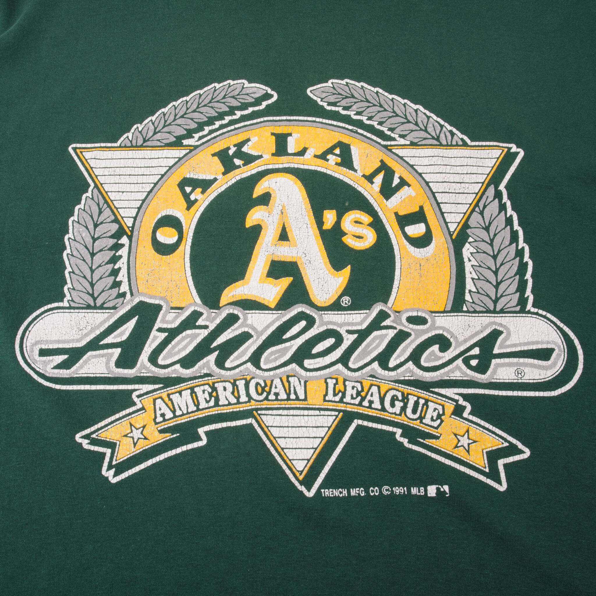 Vintage MLB Oakland Athletics Tee Shirt 1991 Size XL Made In USA