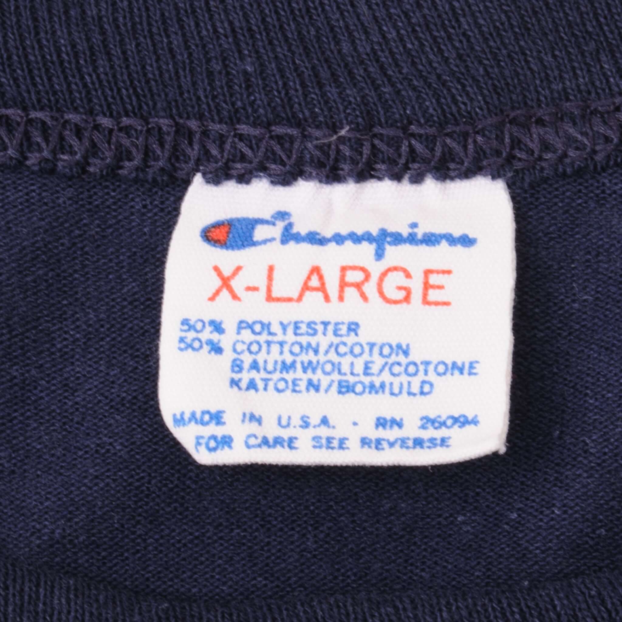 Vintage Mlb Cleveland Indians Champion Tee Shirt 1988 Size Large Made In Usa With Single Stitch Sleeves