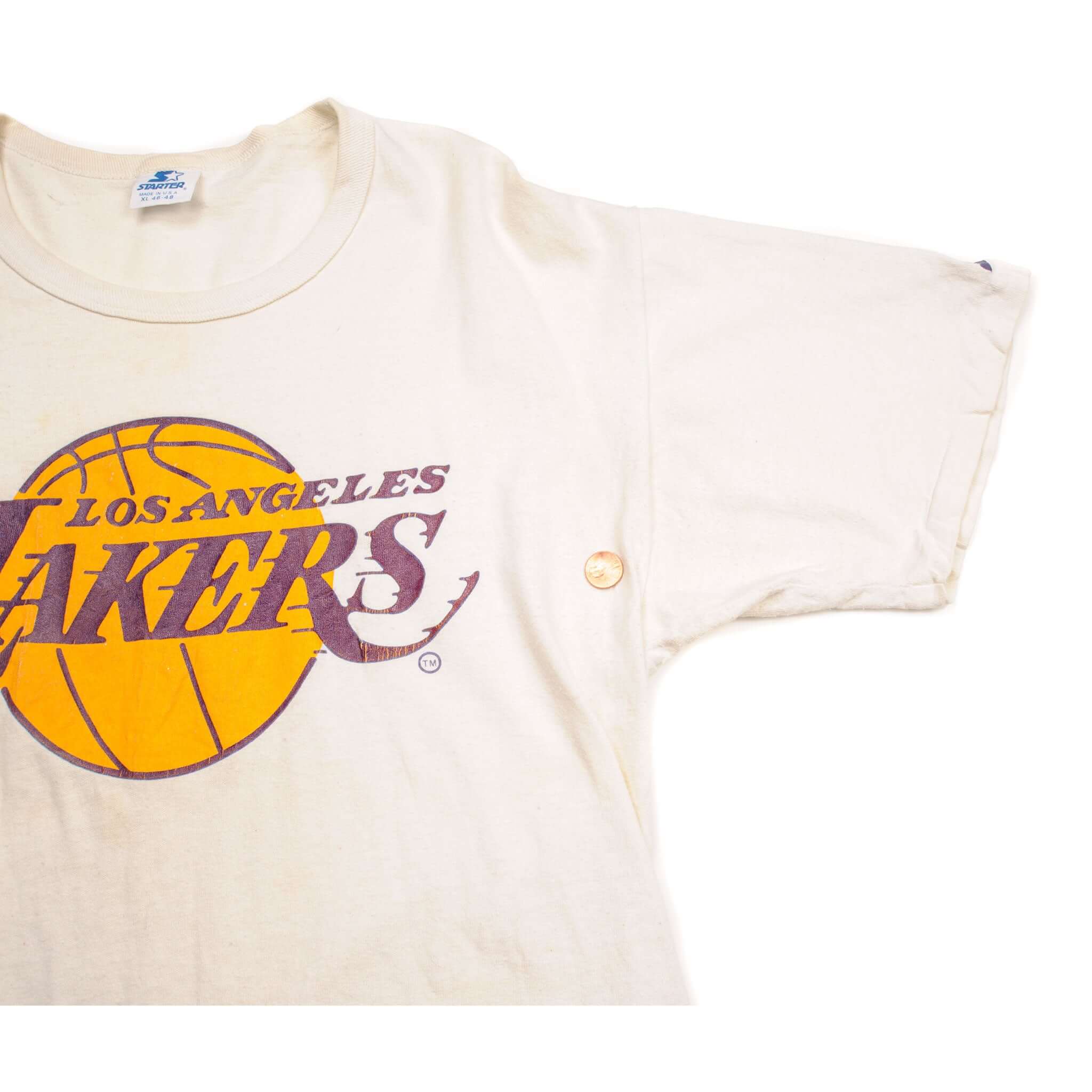 VINTAGE STARTER NBA LOS ANGELES LAKERS TEE SHIRT SIZE LARGE MADE IN USA