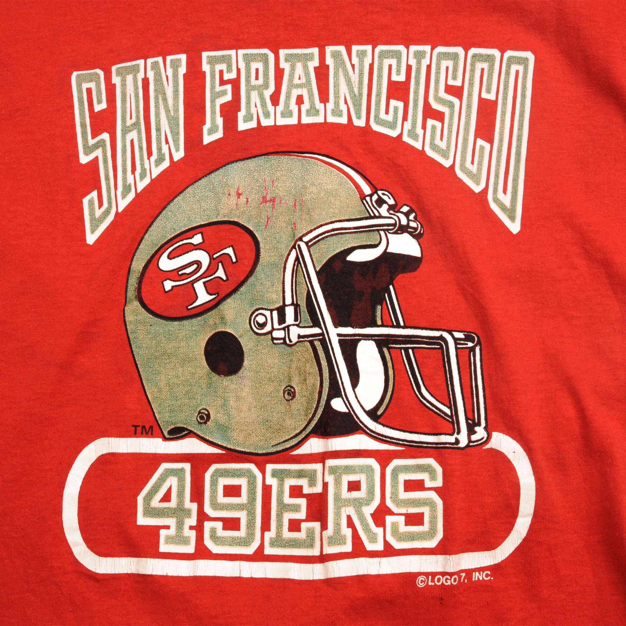 VINTAGE 80s SAN FRANCISCO 49ERS TRENCH FOOTBALL SWEATSHIRT MADE IN USA SF  NINERS
