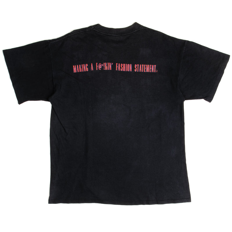 Vintage Guns N' Roses Use Your Illusion Making A F@#!Kin' Fashion Statement Tee Shirt 1992 Size Large Made In USA with single stitch sleeves.