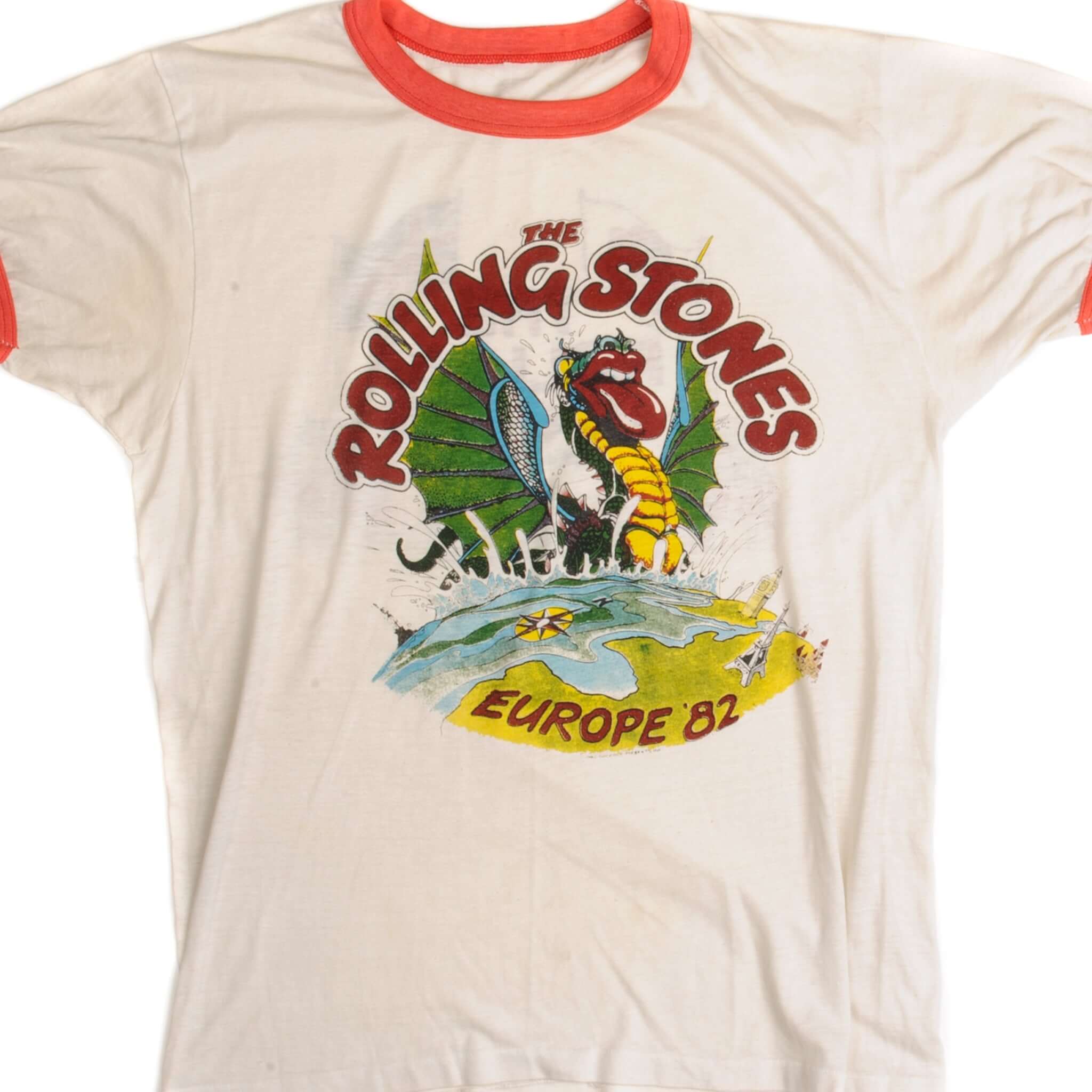 VINTAGE THE ROLLING STONES EUROPE'82 TOUR TEE SHIRT 1982 SIZE MEDIUM