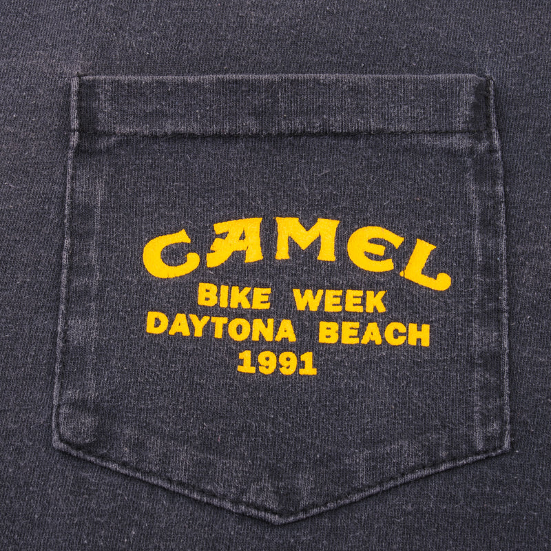 Vintage Camel Bike Week Daytona Beach Tee Shirt 1991 Size Large Made In USA With Single Stitch Sleeves