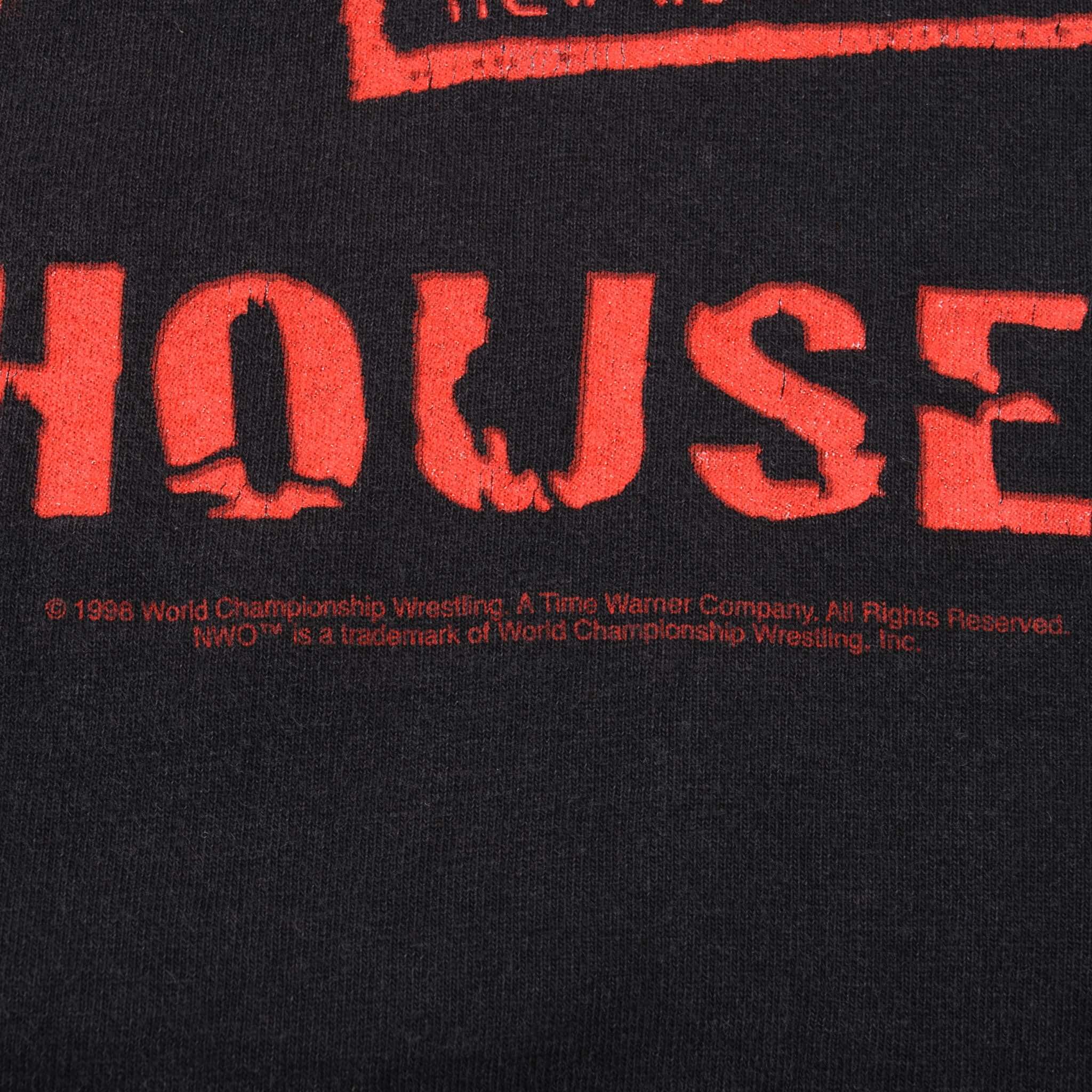 VINTAGE WCW NWO WRESTLING RED AND BLACK 1998 TEE SHIRT LARGE MADE USA