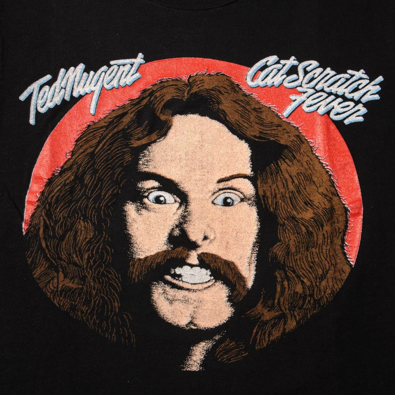 Vintage Ted Nugent Cat Scratch Fever Tee Shirt 1970s Size XSmall Made In USA With Single Stitch Sleeves.
