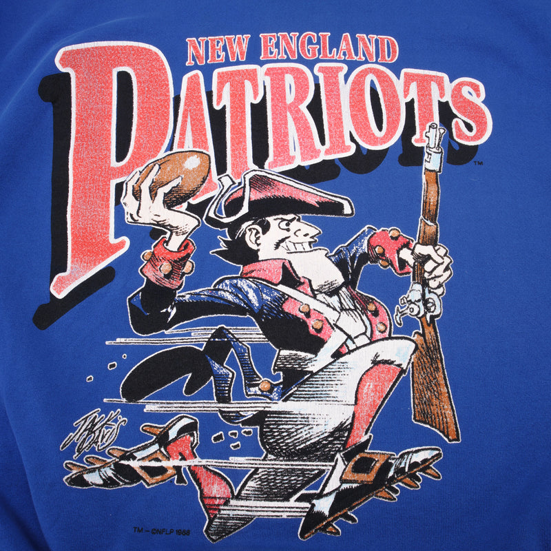 Vintage NFL New England Patriots Nutmeg Mills Sweatshirt 1988 Size Large Made In USA