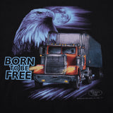 Vintage 3D Emblem Truckers Only Born To Be Free Tee Shirt 1992 Size XL Made In USA With Single Stitch Sleeves