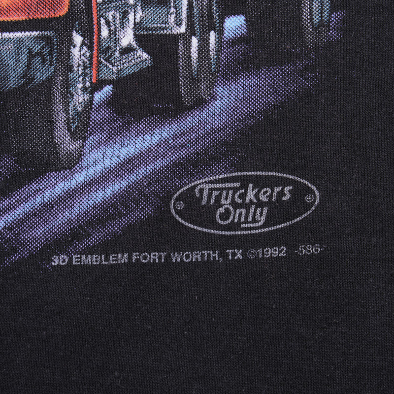 Vintage 3D Emblem Truckers Only Born To Be Free Tee Shirt 1992 Size XL Made In USA With Single Stitch Sleeves