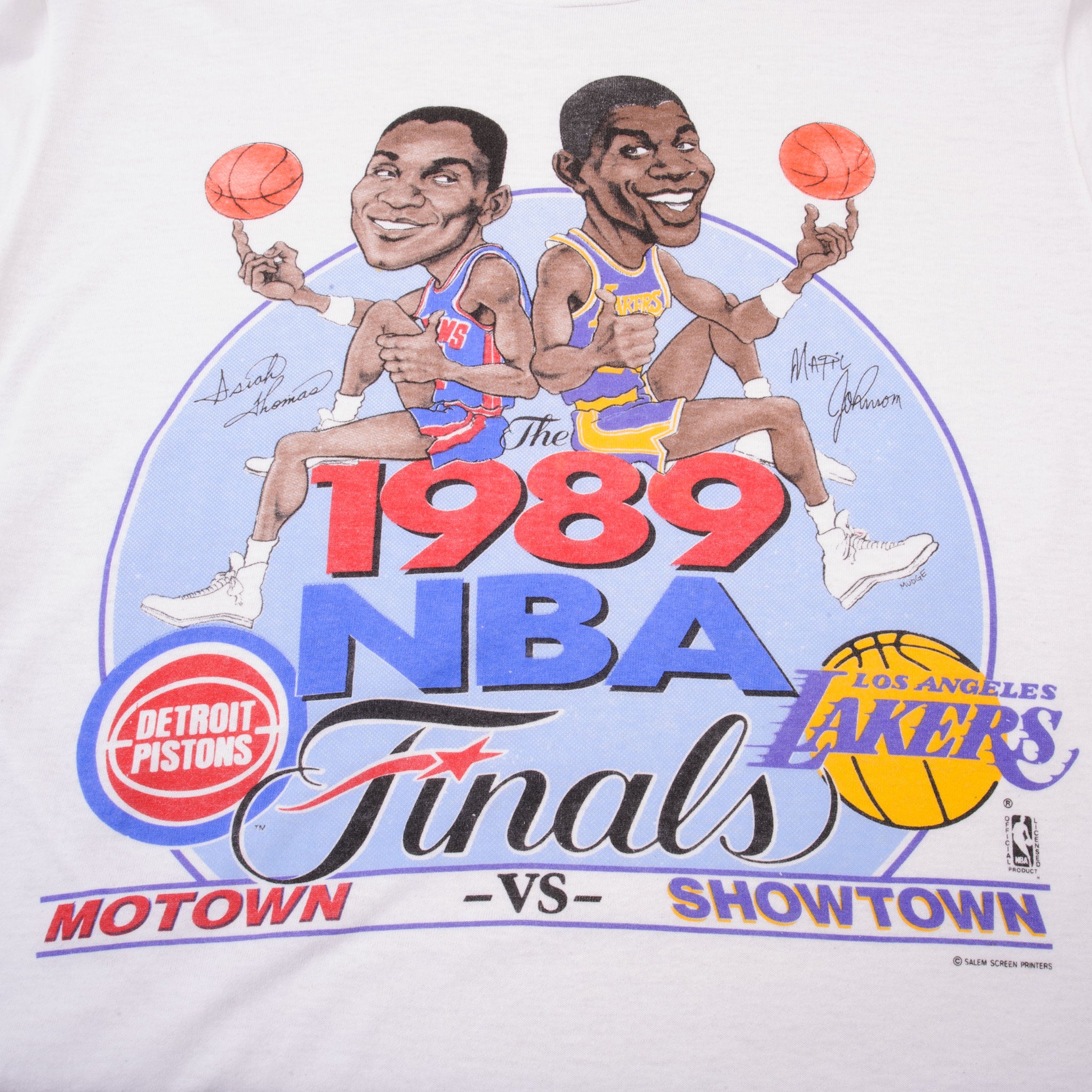 Vintage NBA Detroit Pistons Vs La Lakers Tee Shirt 1989 Size Medium