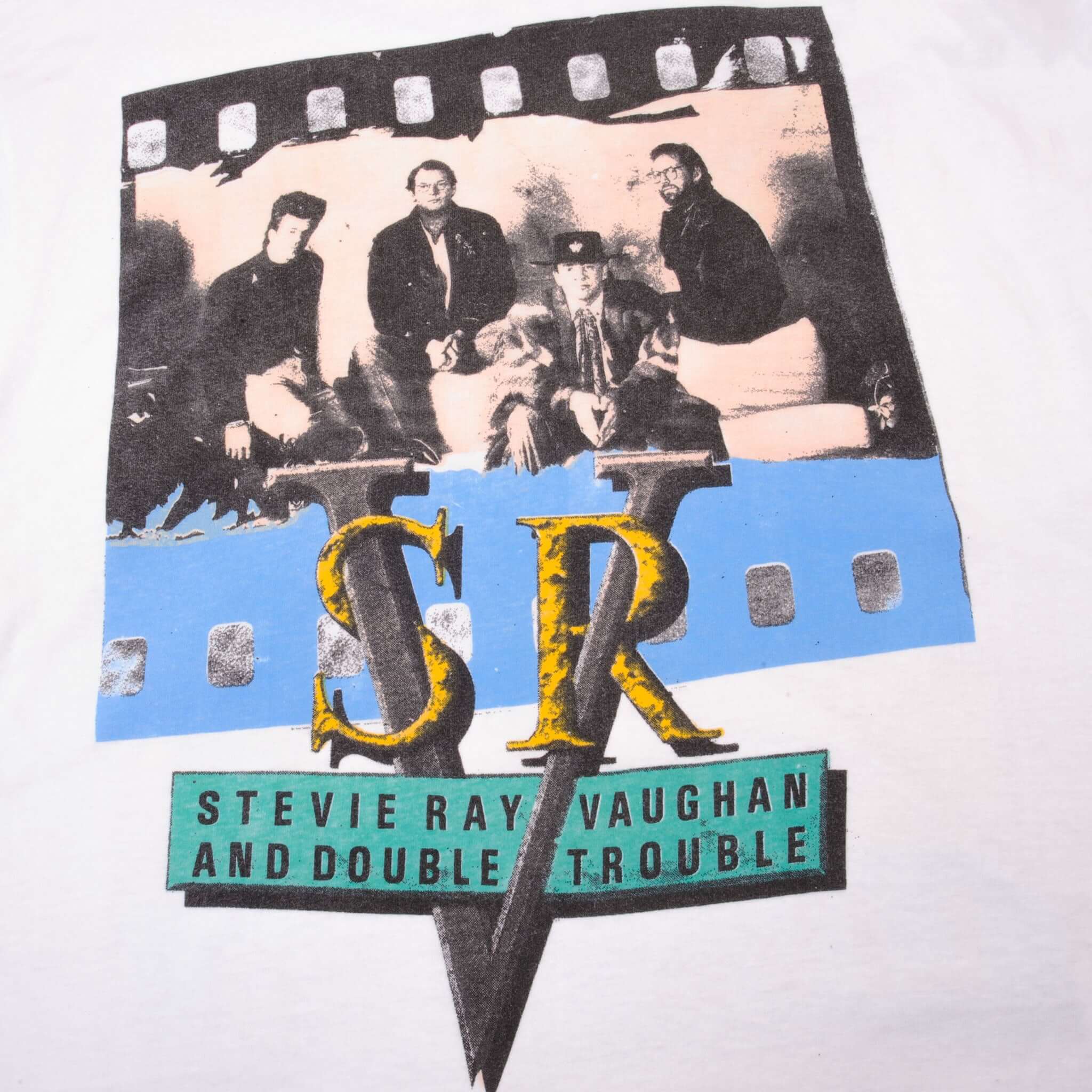 Vintage Double Trouble and Stevie Ray Vaughan Live 1989 Tee Shirt Size Large Made In USA With Single Stitch Sleeves