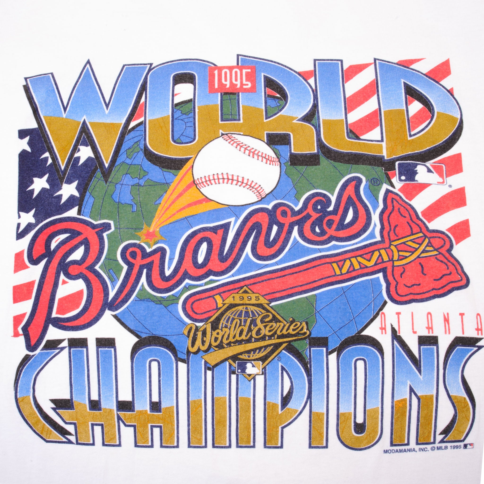 Vintage Atlanta Braves 1995 World Series Champions T Shirt Tee 