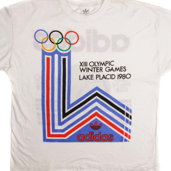 VINTAGE ADIDAS XIII OLYMPIC WINTER GAMES TEE SHIRT 1980 SIZE MEDIUM