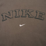 Vintage Beige Brown Nike Swoosh Spellout Crewneck Sweatshirt 1990S Size Small Made In USA