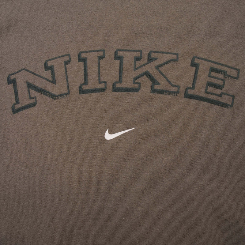 Vintage Beige Brown Nike Swoosh Spellout Crewneck Sweatshirt 1990S Size Small Made In USA