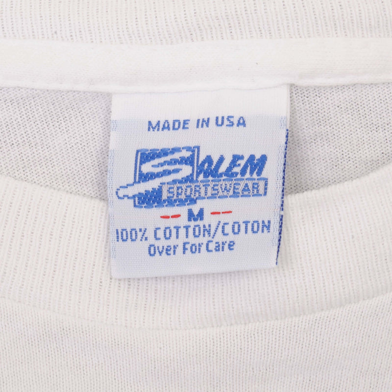 Vintage White NBA Chicago Bulls 1993 3 Times Champions Tee Shirt Size Medium With Single Stitch Sleeves. Made In USA.