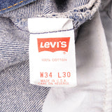 Beautiful Indigo Levis 501 Jeans Made in USA with a very dark wash.  Size on Tag 34X30  ACTUAL SIZE 33X30  Back Button #501
