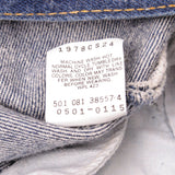 Beautiful Indigo Levis 501 Jeans Made in USA with a very dark wash.  Size on Tag 34X30  ACTUAL SIZE 33X30  Back Button #501