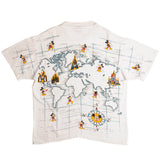 Vintage All Over Print Disneyland Around The World Tee Shirt 1990S Size XL Made In USA With Single Stitch Sleeves.