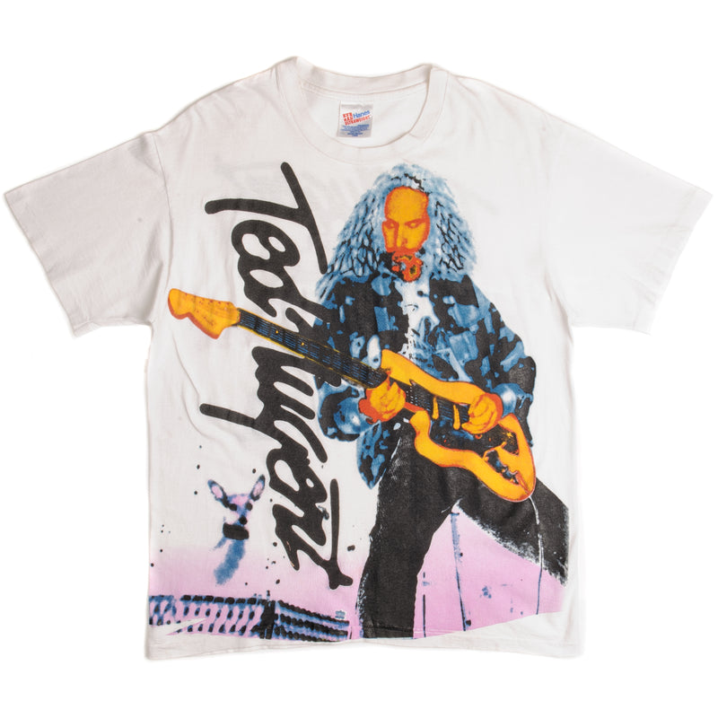 Vintage Ted Nugent Virtual Attitude Tour 1994 Tee Shirt Size Large Made In USA With Single Stitch Sleeves.