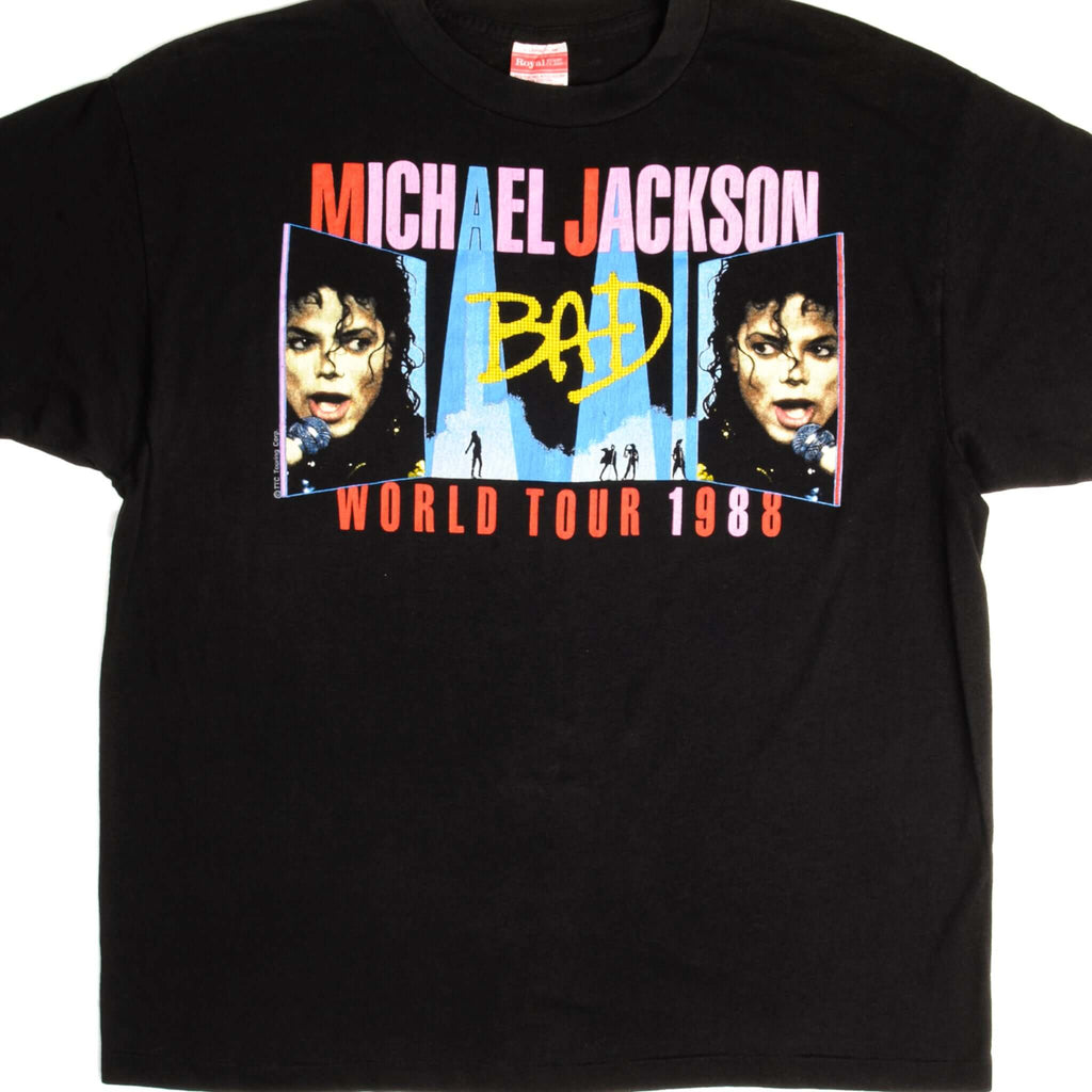 VINTAGE MICHAEL JACKSON BAD WORLD TOUR TEE SHIRT 1988 SIZE LARGE MADE IN USA