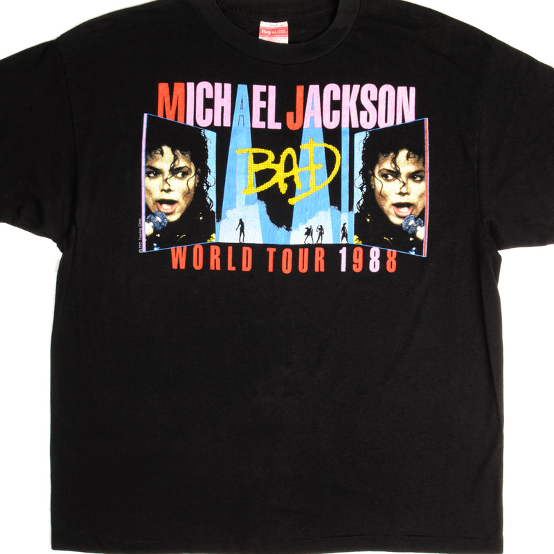 Music Vintage Michael Jackson Bad World Tour Tee Shirt 1988 Size Large Made in USA