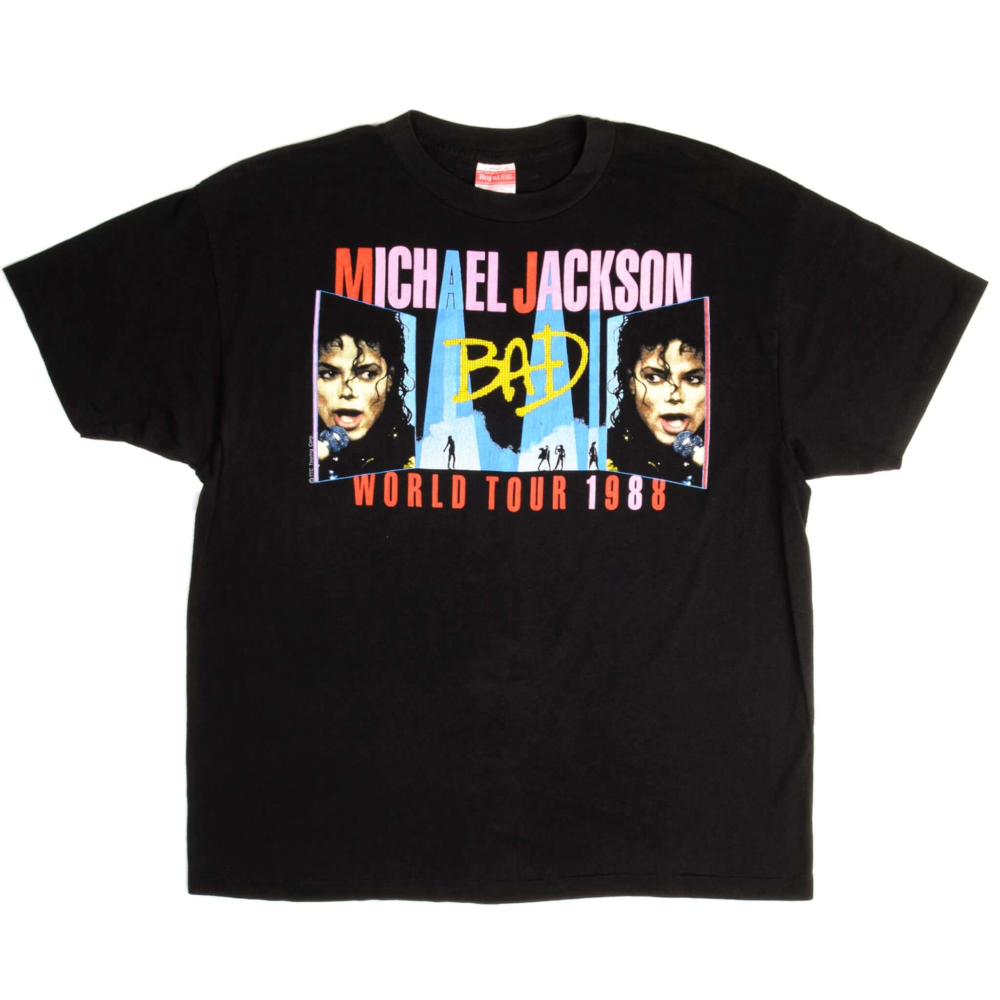 Vintage Michael Jackson Bad World Tour 1988 Tee Shirt Size Large Made In USA With Single Stitch Sleeves.
