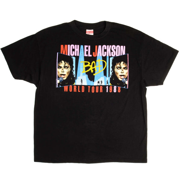 Vintage Michael Jackson Bad World Tour 1988 Tee Shirt Size Large Made In USA With Single Stitch Sleeves.
