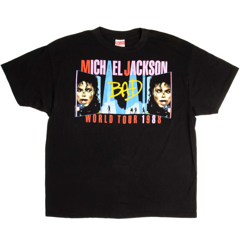 Vintage Michael Jackson Bad World Tour 1988 Tee Shirt Size Large Made In USA With Single Stitch Sleeves.