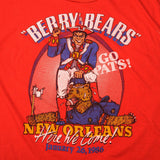 Vintage NFL New England Patriots Berry The Bears  Go Pats ! New Orleans Here We Come January 26, 1986 Screen Stars Tee Shirt Size Medium Made In USA With Single Stitch Sleeves.  The NFC champion Chicago Bears, seeking their first NFL title since 1963, scored a Super Bowl-record 46 points in downing AFC champion New England 46-10 in Super Bowl XX.