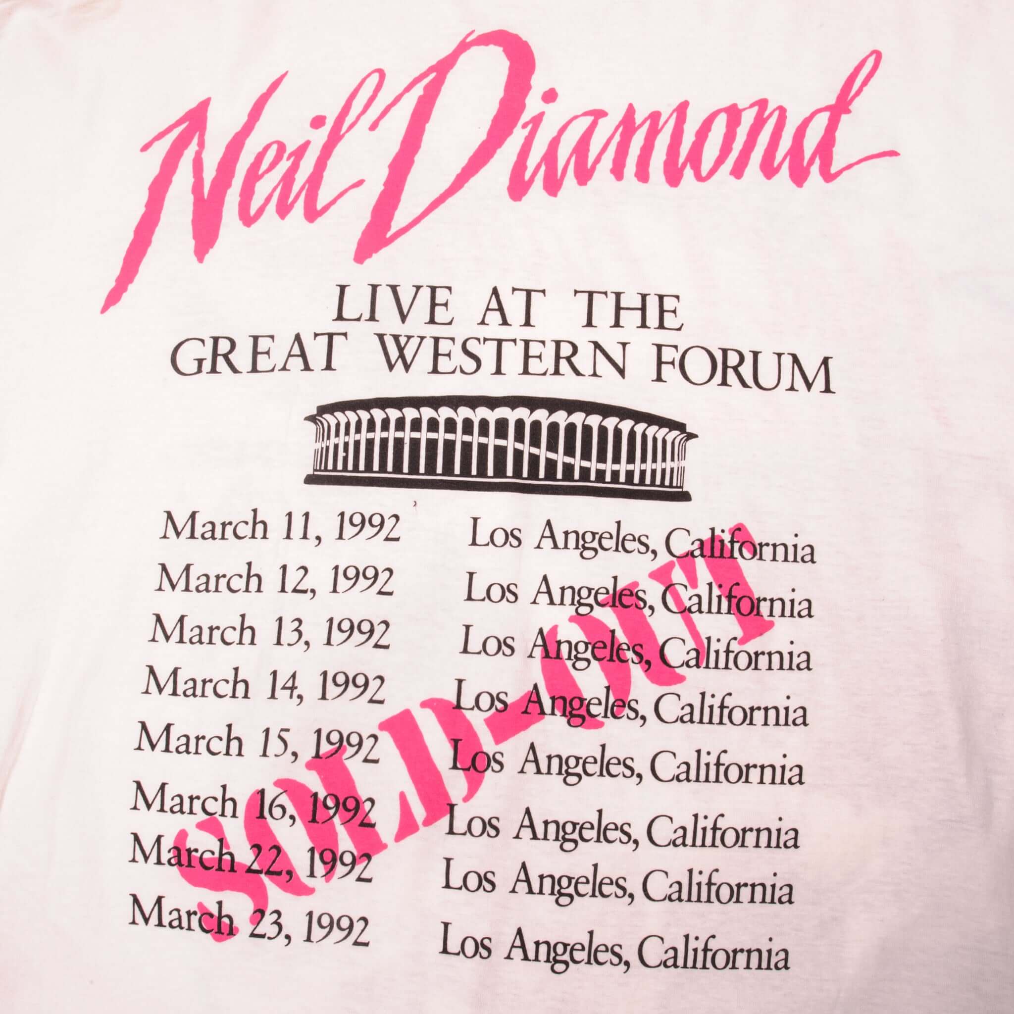 VINTAGE NEIL DIAMOND IN THE ROUND TEE SHIRT 1992 SIZE LARGE