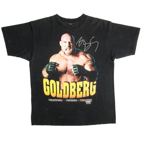 Vintage World Championship Wrestling Goldberg Unquestionable Unstoppable Unbelievable Tee Shirt 1998 Size Large.