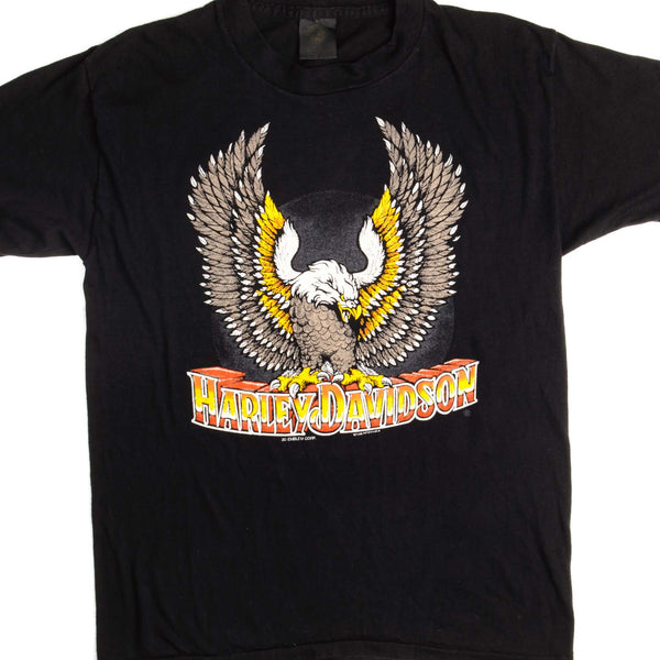 CAMISETA VINTAGE CON EMBLEMA 3D DE HARLEY DAVIDSON, AÑOS 80, TALLA PEQUEÑA, FABRICADA EN EE. UU.