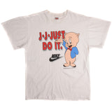 Vintage Nike Looney Tunes Porky Pigs Just Do It Tee Shirt 1987-1994 Size Large Made In USA With Single Stitch Sleeves.