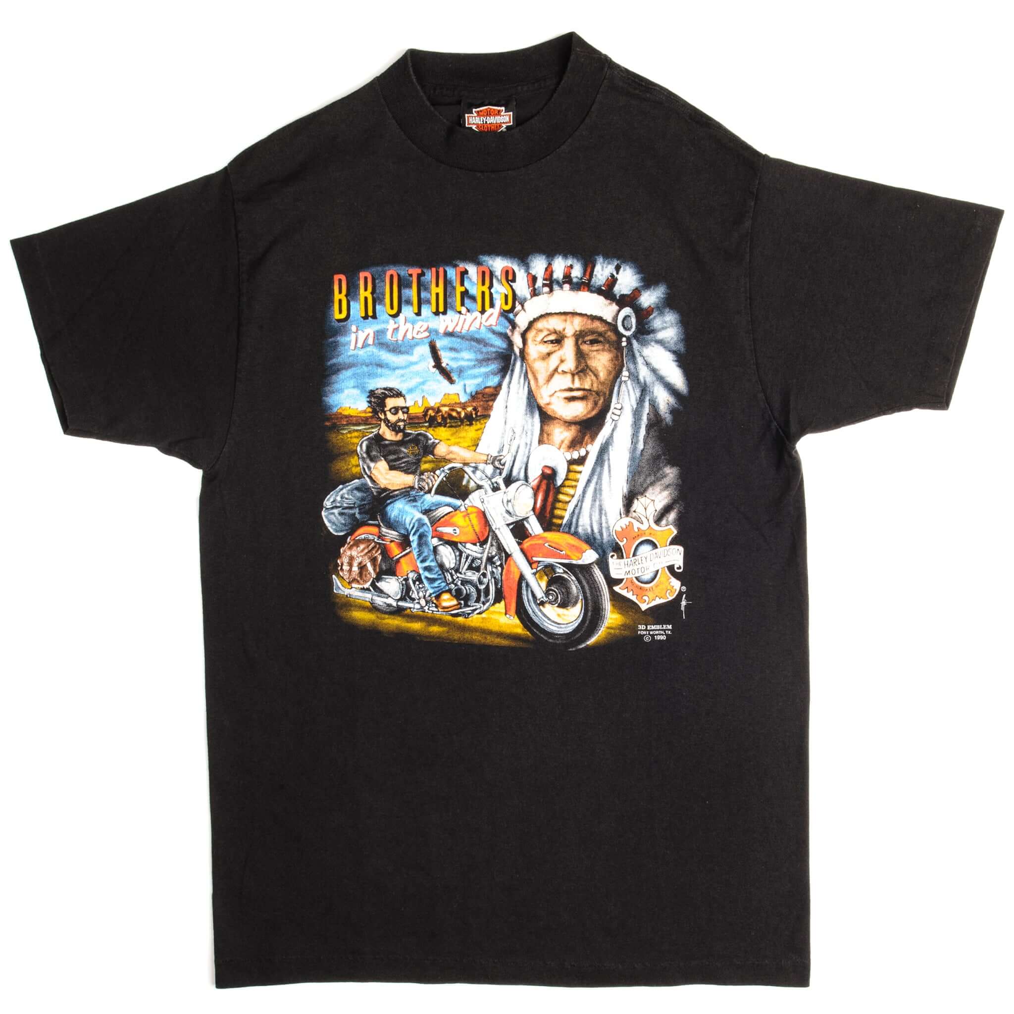 VINTAGE 3D EMBLEM HARLEY DAVIDSON TEE SHIRT 1990 SIZE MEDIUM MADE IN USA
