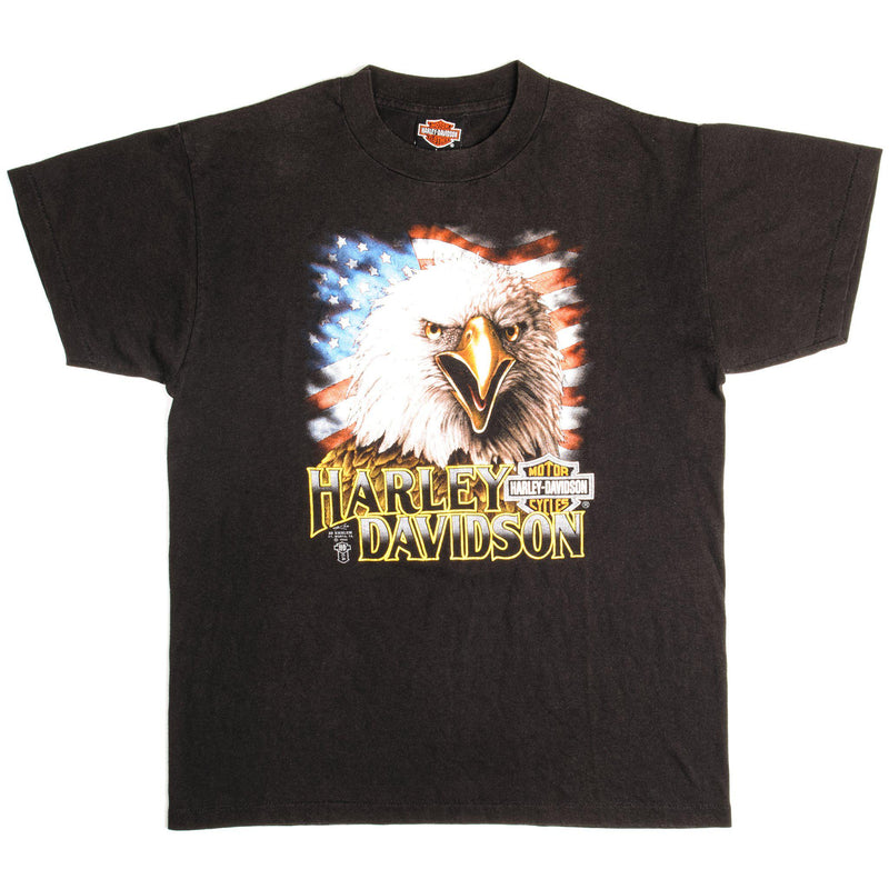 Vintage 3D Emblem Harley Davidson Tee Shirt 1988 Size Medium Made In USA With Single Stitch Sleeves.