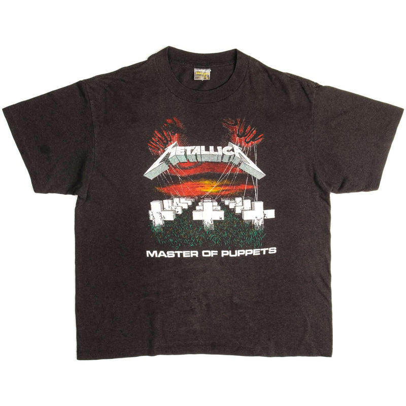 Vintage Metallica Master Of Puppets Tee Shirt 1980s Size Large Made In USA With Single Stitch Sleeves.