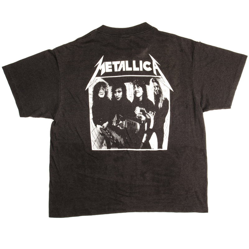 Vintage Metallica Master Of Puppets Tee Shirt 1980s Size Large Made In USA With Single Stitch Sleeves.