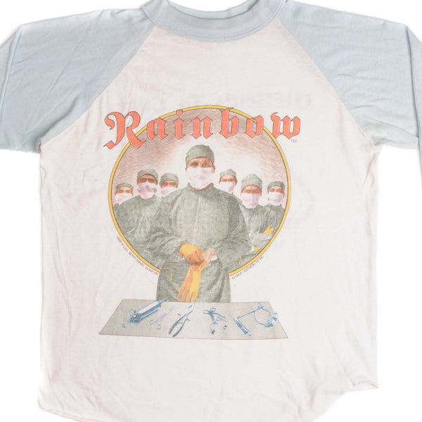 CAMISETA RAGLÁN VINTAGE RAINBOW WORLD TOUR 1981 TALLA PEQUEÑA FABRICADA EN EE. UU.