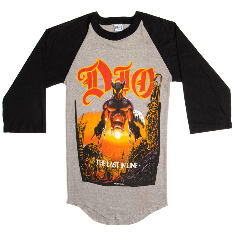 Vintage Dio The Last In Line Tour 1984 Raglan Tee Shirt Size 2XS Made In USA.