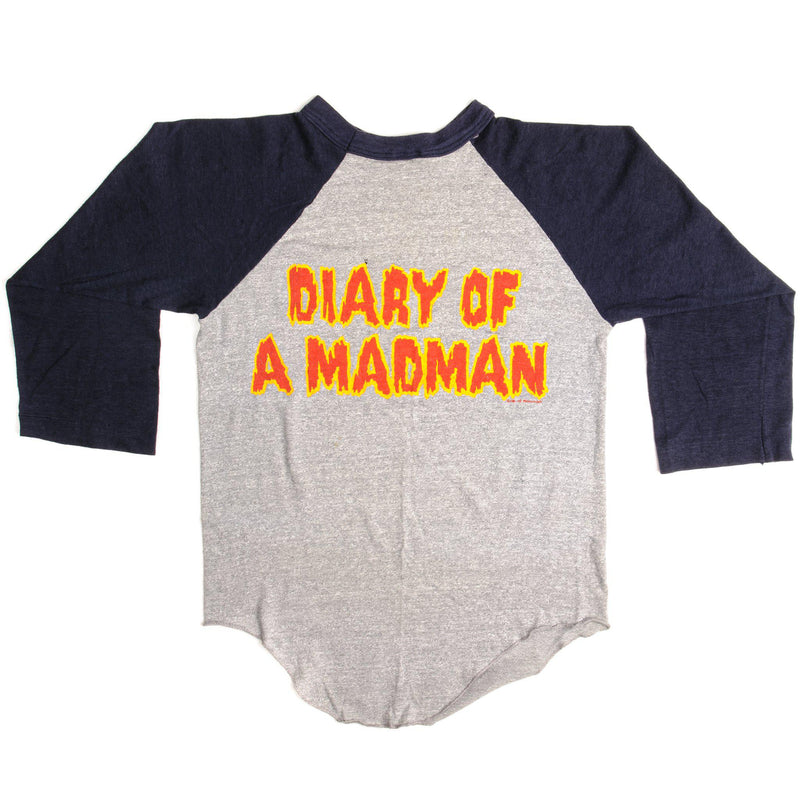 Vintage Ozzy Osbourne Diary Of A Madman Raglan Tee Shirt 1980s Size XS.