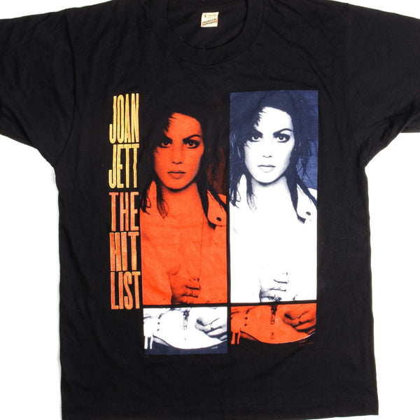 CAMISETA VINTAGE DE LA GIRA THE HIT LIST DE JOAN JETT, TALLA MEDIANA, 1990, FABRICADA EN EE. UU.