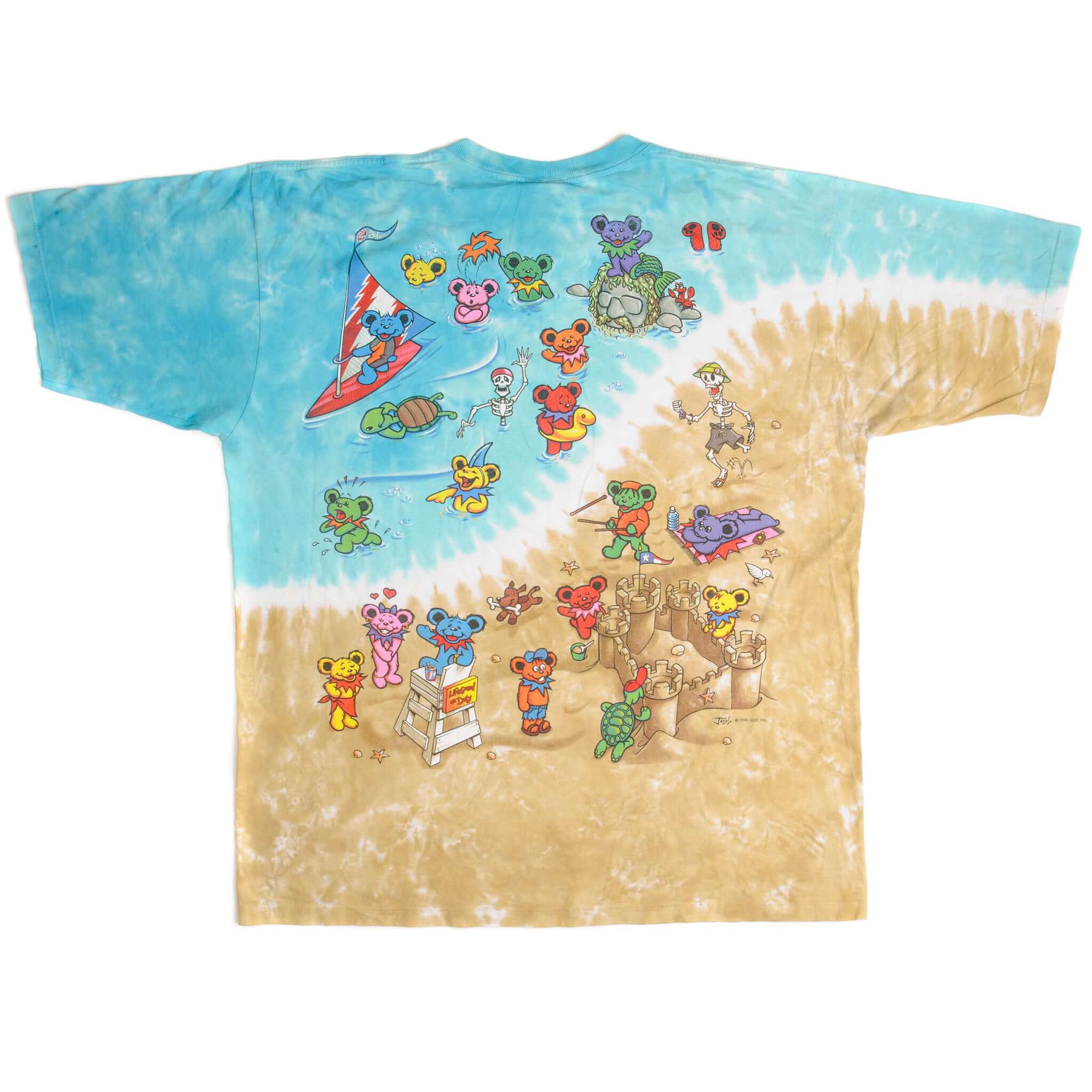 Vintage Liquid Blue Tie-Dye The Grateful Dead Tee Shirt 1999 Design By Jacob Size 2XL.