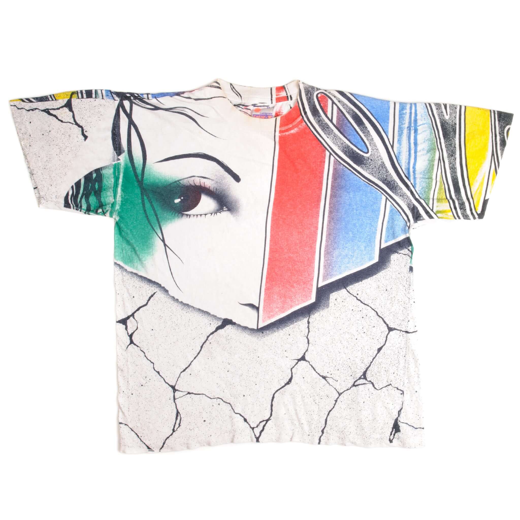 Vintage All Over Print Graphic Tee Shirt 1990s Size XL.
