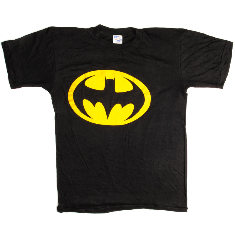 Vintage Bootleg Batman Emblem Tee Shirt 1990s Size Medium With Single Stitch Sleeves.