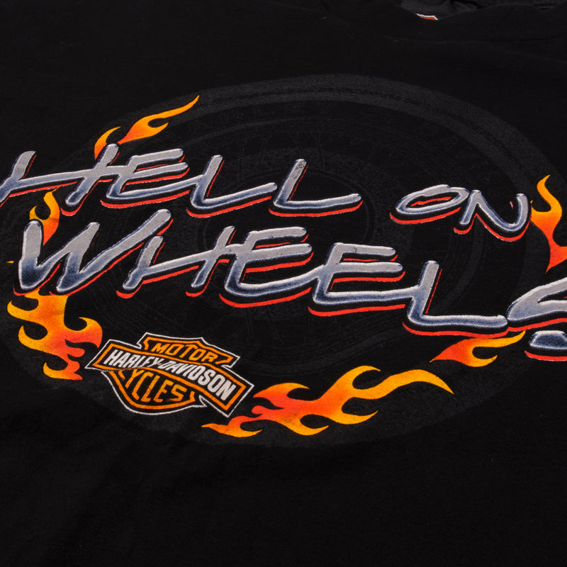 Vintage Harley Davidson "Hell On Wheels" Blue Springs, Missouri Hanes 200 Size XLarge. Made In USA