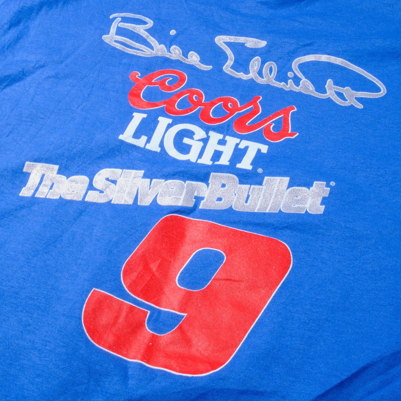 Vintage Nascar Bill Eliott "The Silver Bullet" Tee Shirt 1990s Size L With Single Stitch Sleeves. Made in USA