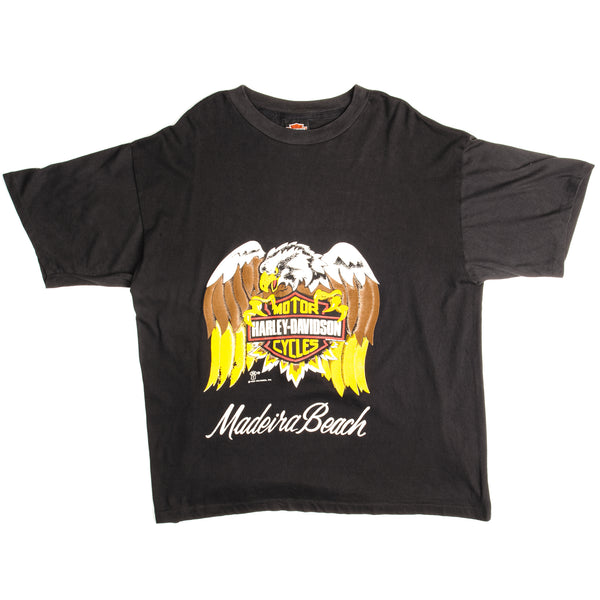 Vintage Harley Davidson Madeira Beach Holoubek Tee Shirt 1989 Size XL Made In USA Single Stitch Sleeves.