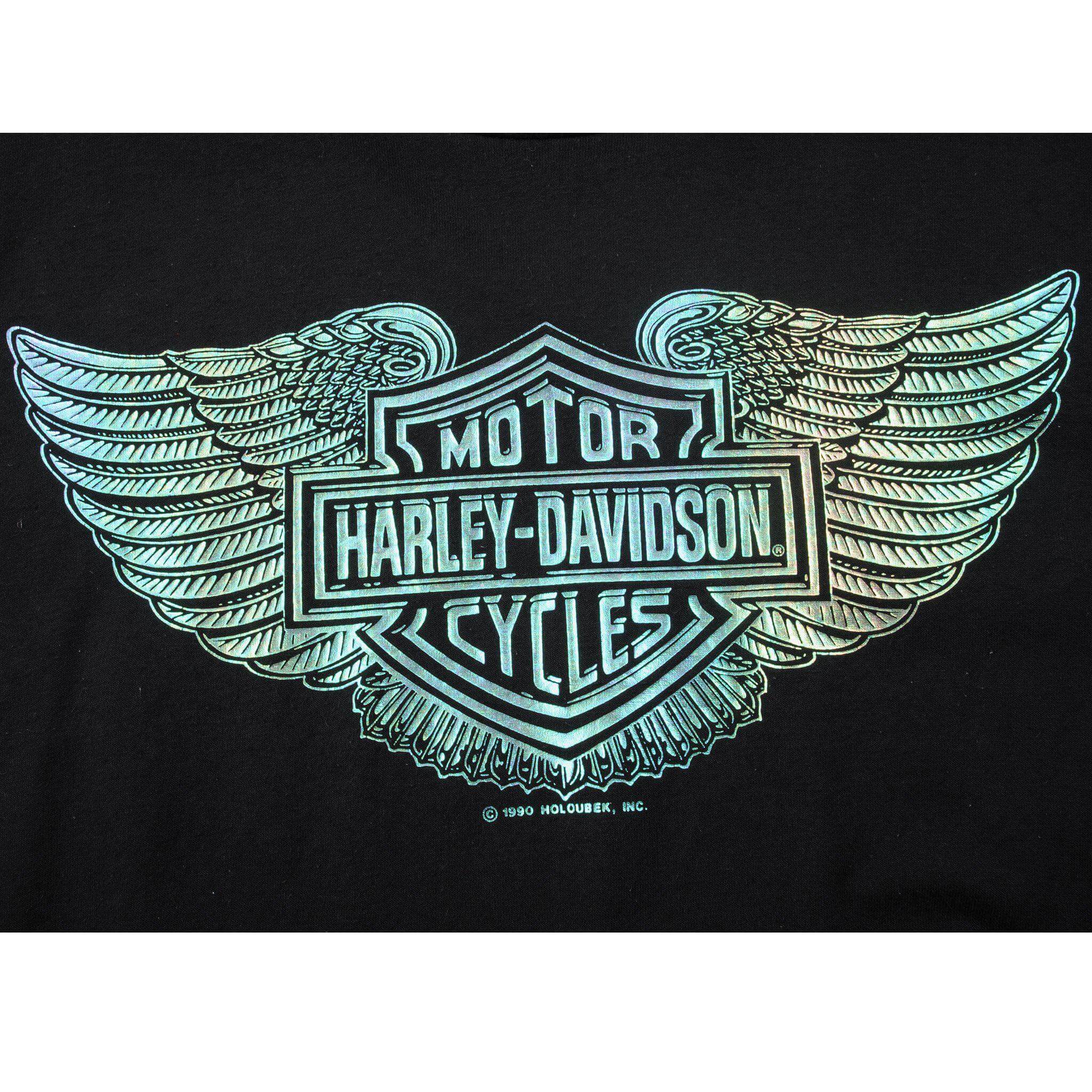 VINTAGE IRIDESCENT HARLEY DAVIDSON TEE SHIRT 1990 SIZE LARGE MADE IN USA
