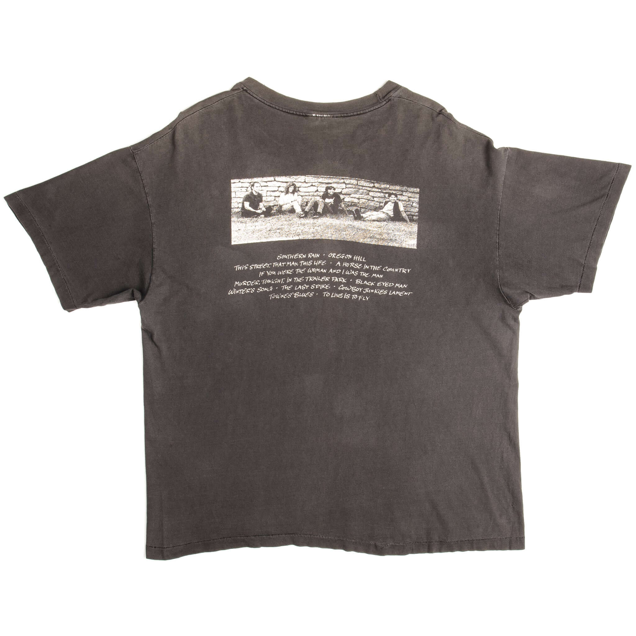 Vintage Cowboy Junkies Black Eyed Man Hanes Ultra Weight Tee Shirt 1990S Size X-Large Made In USA With Single Stitch Sleeves.