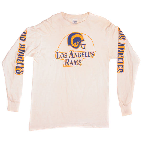Vintage NFL Los Angeles Rams Logo 7 Long Sleeves Tee Shirt Early 1980s Size Medium Made In USA.